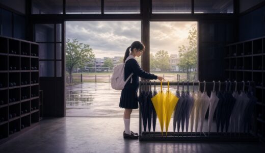 黄色い傘が二本