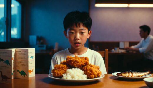 お子様メニューを断った息子が大盛りから揚げ定食を頼んだ